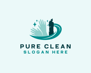 Cleaning Gloves Sprayer Sanitation logo design