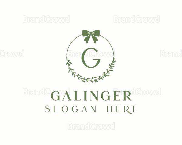 Ribbon Leaf Wreath Logo