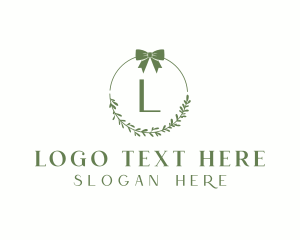Gift - Leaf Wreath Ribbon logo design