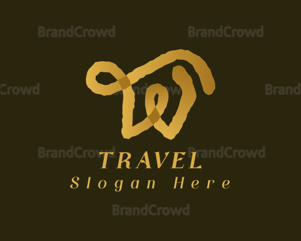 Gold Ink Letter W Logo
