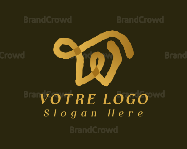 Gold Ink Letter W Logo