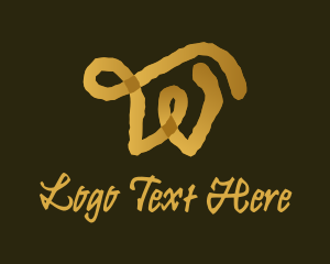 Scribe - Gold Ink Letter W logo design