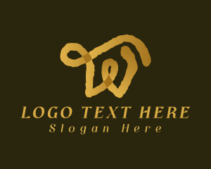 Watercolor - Gold Ink Letter W logo design
