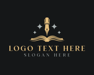 Poem - Calligraphy Pen Book Writing logo design