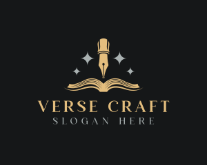 Poem - Calligraphy Pen Book Writing logo design