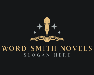 Novelist - Calligraphy Pen Book Writing logo design