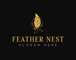 Feather - Writer Feather Quill logo design