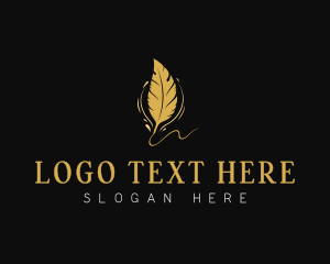Feather - Writer Feather Quill logo design