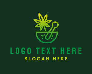 Pestle - Green Weed Mortar & Pestle logo design