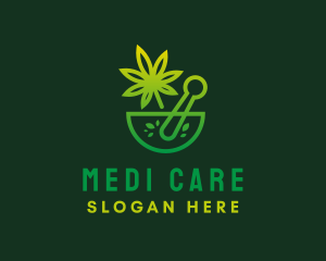 Pharmaceutic - Green Weed Mortar & Pestle logo design