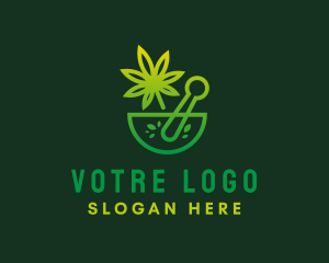 Cbd - Green Weed Mortar & Pestle logo design