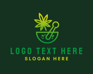 Cannabis - Green Weed Mortar & Pestle logo design