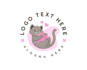 Stitching - Craft Yarn Cat logo design