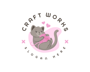 Crafting - Craft Yarn Cat logo design