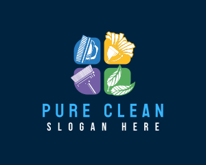 Sanitation Cleaning Tools logo design