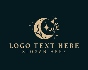 Holistic - Mystical Floral Moon logo design