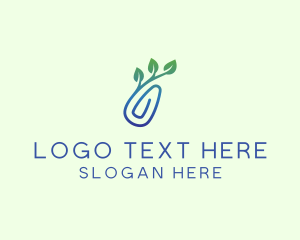 Natural - Gradient Eco Paper Clip logo design