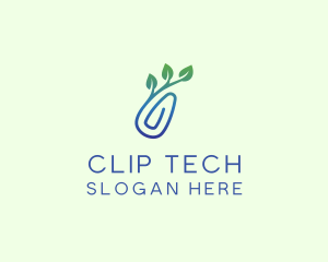 Gradient Eco Paper Clip logo design