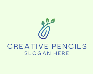 Gradient Eco Paper Clip logo design