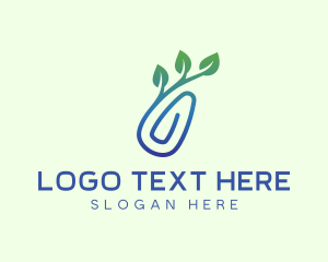 Gradient Eco Paper Clip logo design