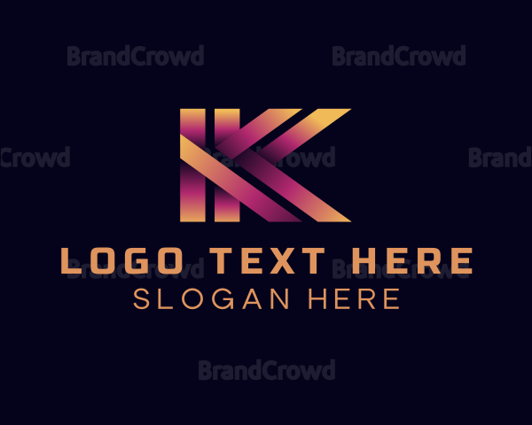 Digital Folding Gradient Letter K Logo