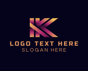 Technology - Digital Folding Gradient Letter K logo design
