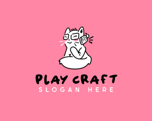 Cute Playful Cat logo design