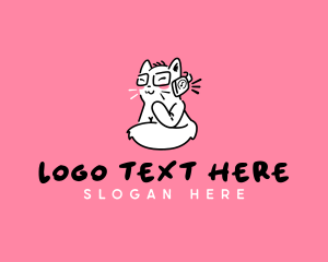 Cartoon - Cute Playful Cat logo design