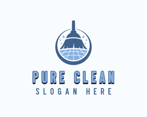 Housekeeper Broom Cleaner logo design