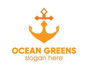 Orange Anchor Crown logo design