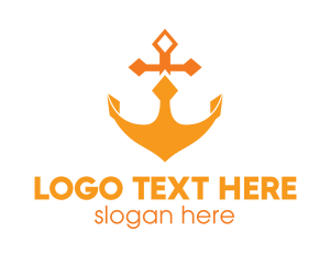 Vessel - Orange Anchor Crown logo design