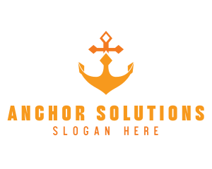 Orange Anchor Crown logo design