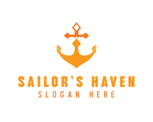 Orange Anchor Crown logo design