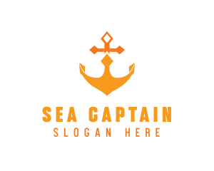 Orange Anchor Crown logo design