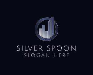 Silver Bar Graph Statistics logo design