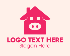 Meat Shop - Pink Pig House logo design