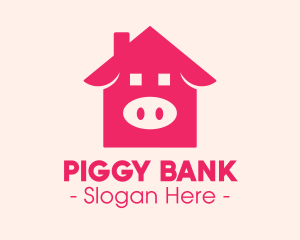 Piggy - Pink Pig House logo design
