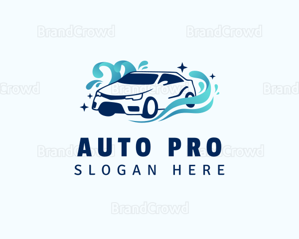Blue Car Washing Logo