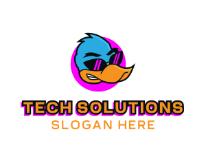 Techno - Cool Duck Glasses logo design