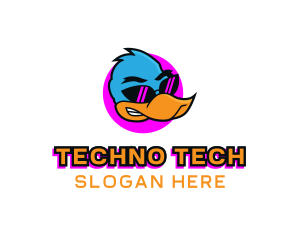 Techno - Cool Duck Glasses logo design