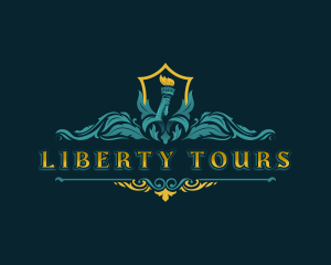 Statue Of Liberty - Luxury Torch Shield logo design