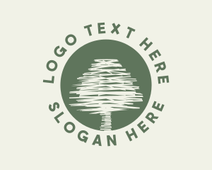 White - Scribble Tree Nature logo design