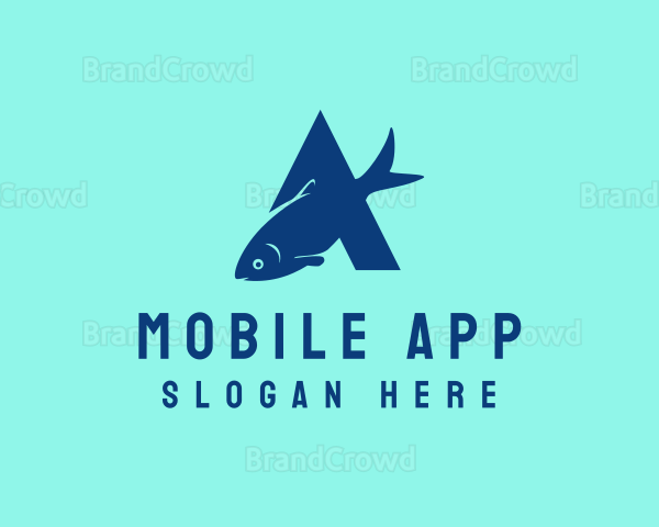 Blue Fish Letter A Logo