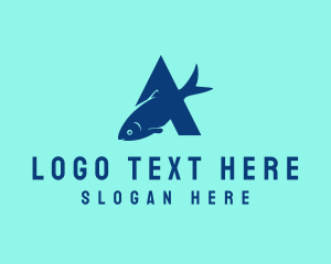 Pet Shop - Blue Fish Letter A logo design