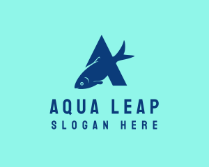 Blue Fish Letter A logo design