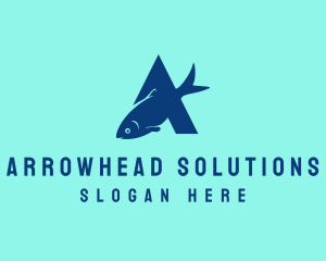 Blue Fish Letter A logo design