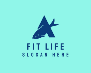 Seaman - Blue Fish Letter A logo design