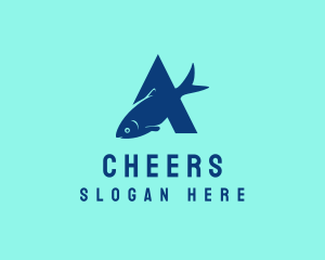Aquarium - Blue Fish Letter A logo design
