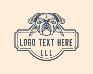 Dog Portrait - Bulldog Puppy Glasses logo design