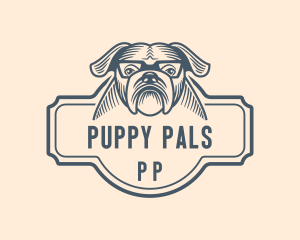 Bulldog Puppy Glasses logo design